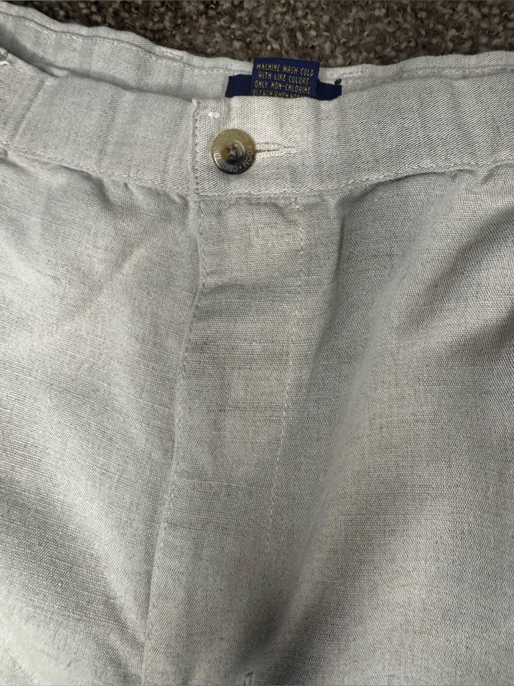 Club Room by Charter Club Men’s Linen Blend Pants Beige Pleated 42x30 Cuffe
